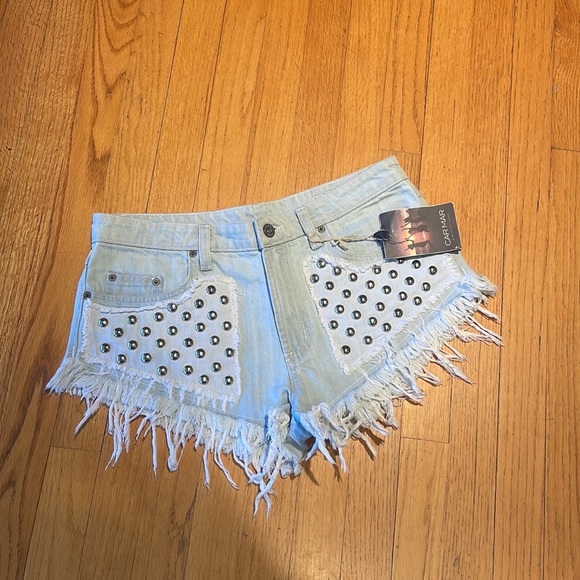 Carmar Pants - Carmar Studded Denim Raw Hem Shorts